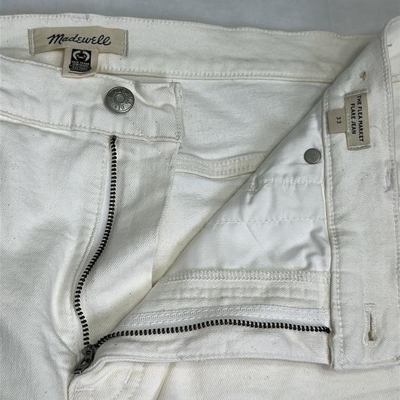 Madewell Flea Market Flare Jeans Size 33 High Rise Wide Leg Cream Festival Boho - Picture 7 of 16